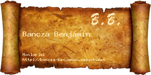 Bancza Benjámin névjegykártya